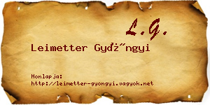 Leimetter Gyöngyi névjegykártya